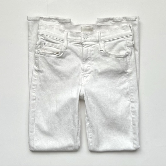 MOTHER The Mid Rise Dazzler Ankle Straight Jeans Fairest Of Them All White 25 - Picture 8 of 15